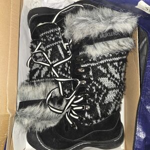 Muk Luks Black and White Winter Boots